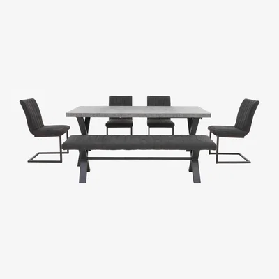 Furniture Village Moon Dining Table with 4 Cantilever Chairs and Bench Set - 150-cm