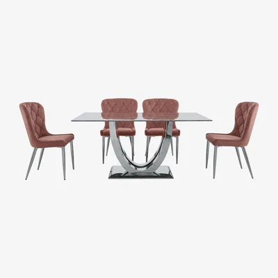 Furniture Village Donnie Dining Table and 4 Chairs - Pink