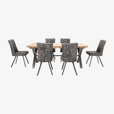 Furniture Village Earth Large Dining Table and 6 Dining Chairs