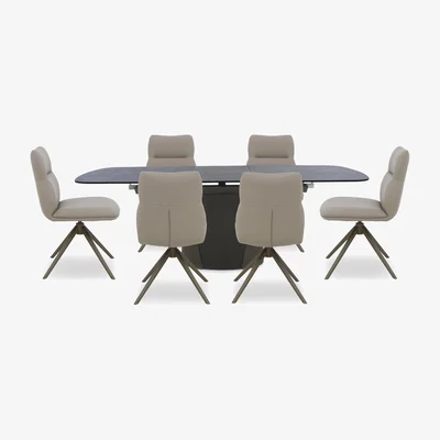 Furniture Village Icon Bronze Extending Dining Table and 6 Icon Chairs with Bronze Legs - 180-cm
