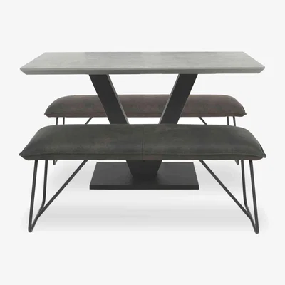 Furniture Village Ruben Dining Table with 2 Faux Suede Standard Benches