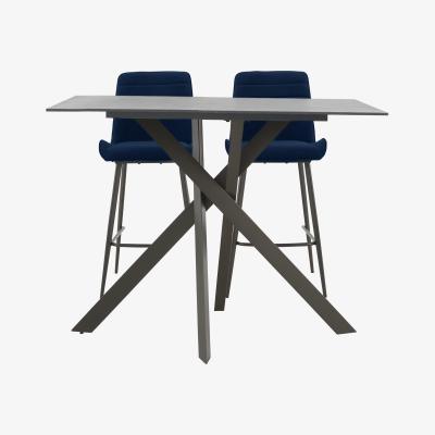 Furniture Village Samurai Bar Table and 2 Velvet Bar Stools