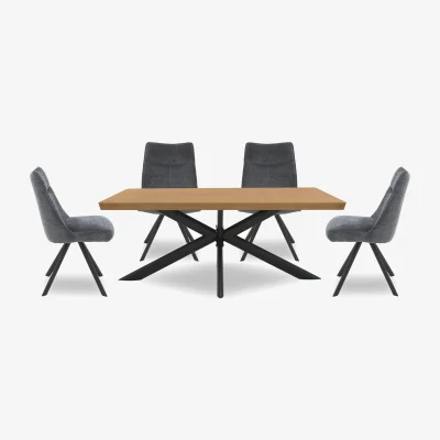 Furniture Village Bodahl - Athena 160cm Compact Soft Edge Dining Table and 4 Swivel Chairs