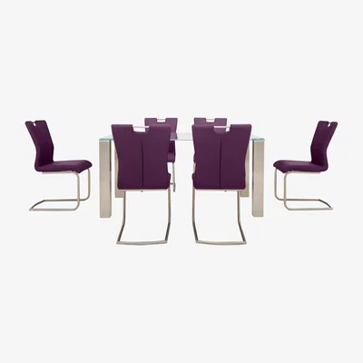 Furniture Village Ideas 160cm Dining Table with White Tabletop and 6 Handle-back Dining Chairs with Round-Edged Cantilever Bases