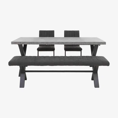 Furniture Village Moon Dining Table with 2 Cantilever Dining Chairs and Dining Bench Set - 190-cm