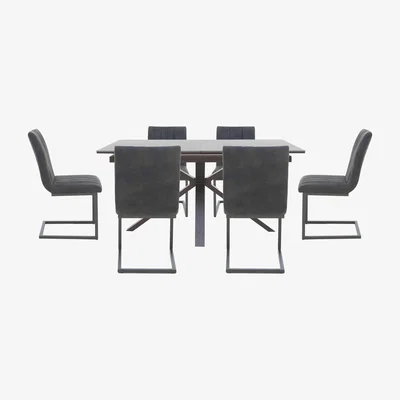 Furniture Village Moon Pop-Up Extending Dining Table and 6 Cantilever Chairs Set
