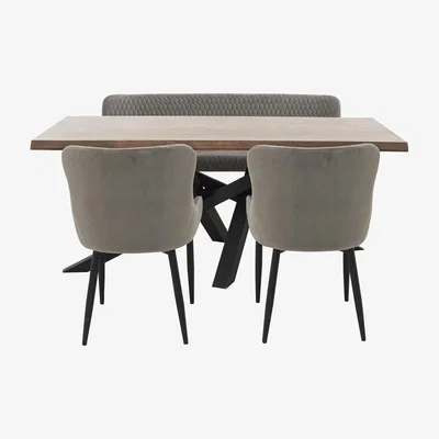 Furniture Village Sapporo Table, 2 Chairs and Bench Dining Set - Grey