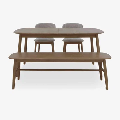 Furniture Village Stockholm Extending Dining Table with 2 Wooden Chairs and a Bench