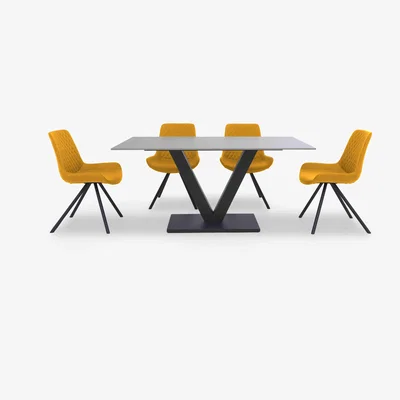 Furniture Village Ion Fixed Dining Table with 4 Fabric Chairs - 135-cm