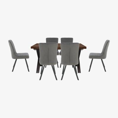 Furniture Village Mars Small Dining Table with 6 Velvet Chairs