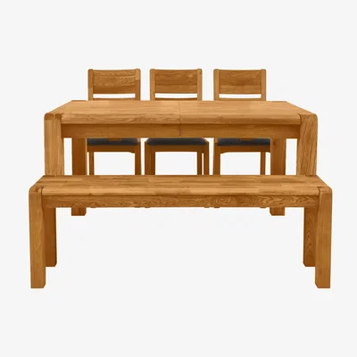 Furniture Village Bakerloo Small Extending Table, 3 Chairs and Small Bench Dining Set