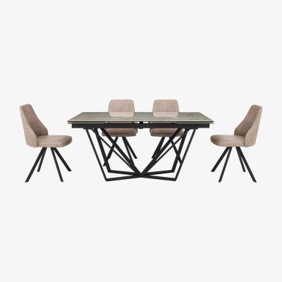 Furniture Village Aquila Extending Dining Table and 4 Swivel Dining Chairs - Grey