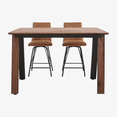 Furniture Village Habufa - Austin Bar Table and 2 Bar Stools - Brown