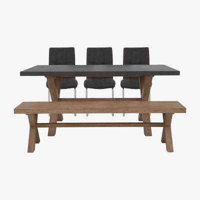 Furniture Village Fusion Large Table, 3 Chairs and Dining Bench Set