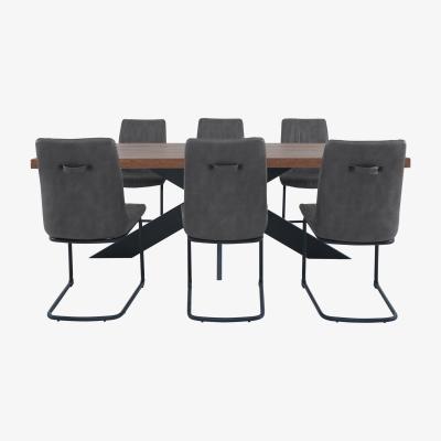 Furniture Village Terra Dining Table with Star Leg & 6 Grey Chairs