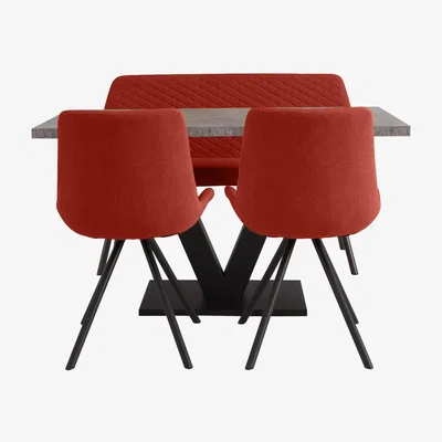 Furniture Village Rocket Dining Table, 2 Chairs and High Back Bench Dining Set