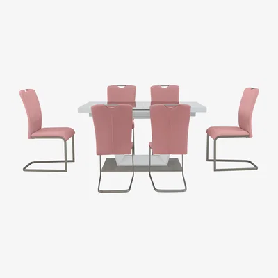 Furniture Village Bianco Small Extending Dining Table and 6 Chairs Dining Set
