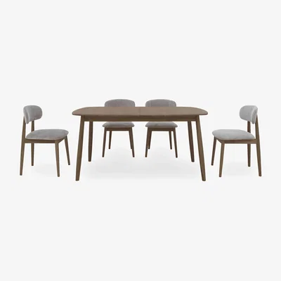 Furniture Village Stockholm Extending Dining Table with 4 Wooden Chairs - Dark Oak
