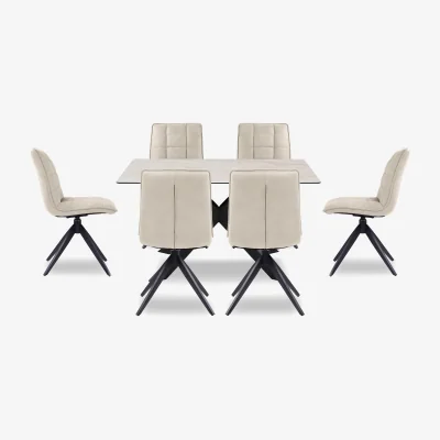 Furniture Village Luno Fixed Dining Table and 6 Swivel Chairs
