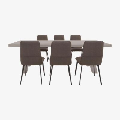 Furniture Village Bodahl - Odin Dining Table with 6 Timm Faux Leather Dining Chairs Dining Set - 200-cm