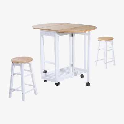 Furniture123 Folding Dining Set with 2 Stools