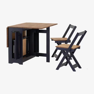 Furniture123 Navy and Pine Space Saving Dining Table and Chairs - Seats 4 - Santos