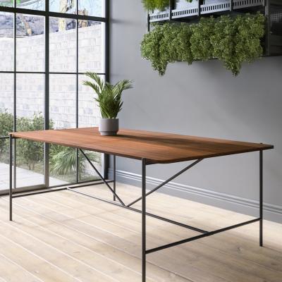 Furniture123 Walnut Dining Table with Black Legs - Seats 6 - Cooper