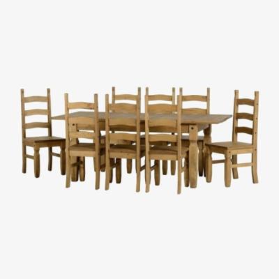 Furniture123 Extendable Dining Table & 8 Chairs in Pine - Corona