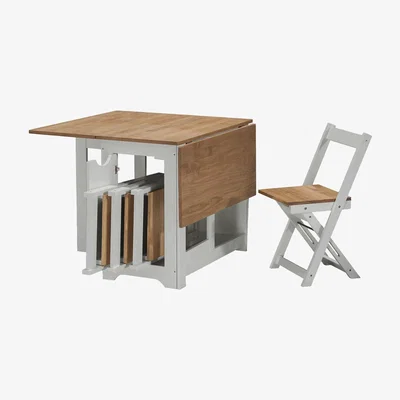 Furniture123 Seconique Santos Butterfly Folding Dining Set in Grey & Pine with 4 Dining Chairs