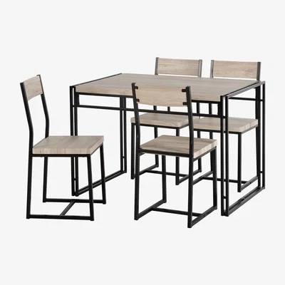 Furniture123 Industrial Dining Set - Oak Effect and Metal Dining Table & 4 Chairs