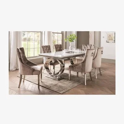 Furniture123 Vida Living Selene Dining Set with 6 Belvedere Champagne Knockerback Chairs
