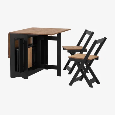 Furniture123 Black and Pine Space Saving Dining Table and Chairs - Seats 4 - Santos