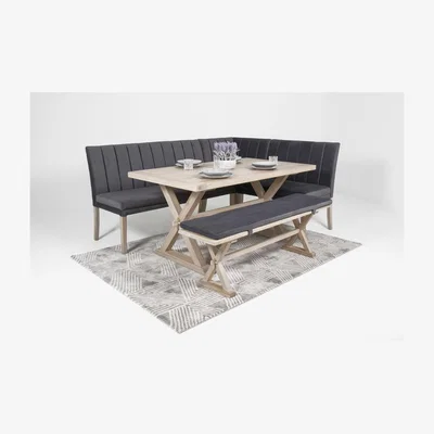Furniture123 Dark Grey Fabric Corner Dining Set