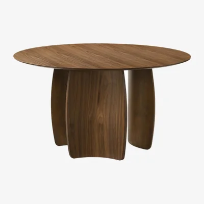 Furniture123 Round Walnut Dining Table Set with 4 Olive Green Velvet Chairs - Seats 4 - Leona