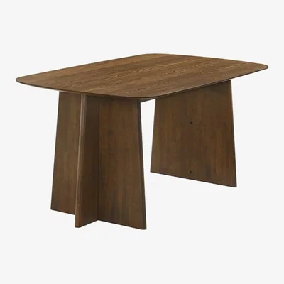 Furniture123 Walnut Dining Table Set with 4 Beige Upholstered Dining Chairs - Seats 4 - Noor