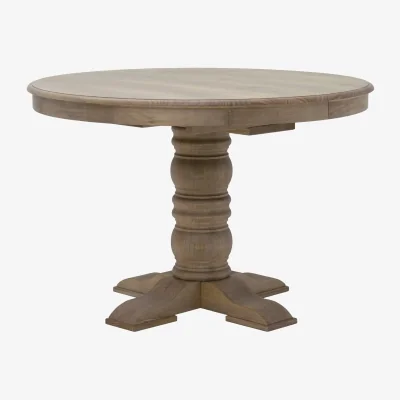 Furniture123 Round to Oval Solid Wood Extendable Dining Table Set with 4 Sage Green Velvet Chairs - Seats 4 - Madeline