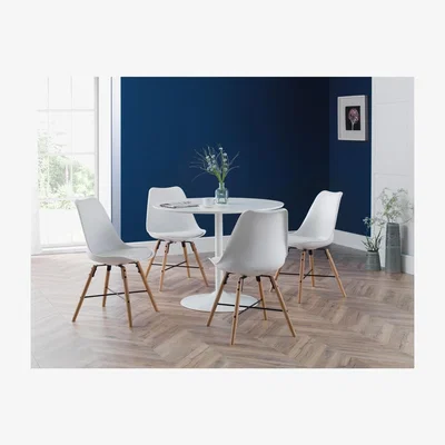 Furniture123 Round Dining Table & 4 Chairs in White - Blanco