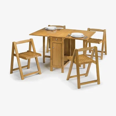 Furniture123 Julian Bowen Savoy Butterfly Folding Dining Table Set in Light Oak