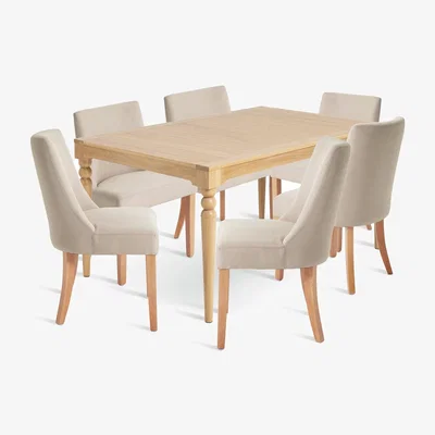 Habitat Habitat Barnwell Dining Table & 6 Alec Oatmeal Chairs