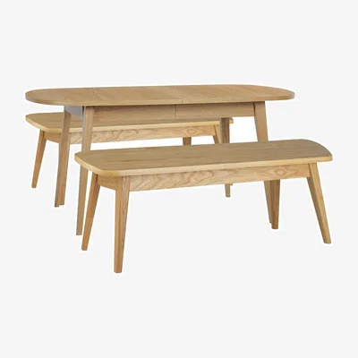 Habitat Habitat Etta Wood Veneer Dining Table & 2 Oak Benches