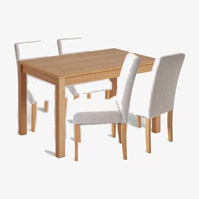 Habitat Habitat Clifton Wood Dining Table & 4 Cream Chairs
