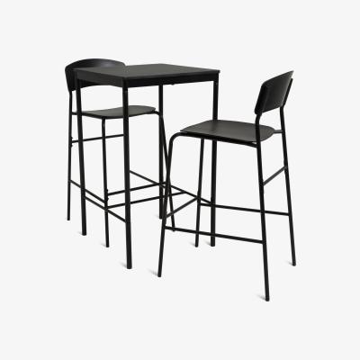 Habitat Habitat Stella Metal Bar Table & 2 Black Bar Stools
