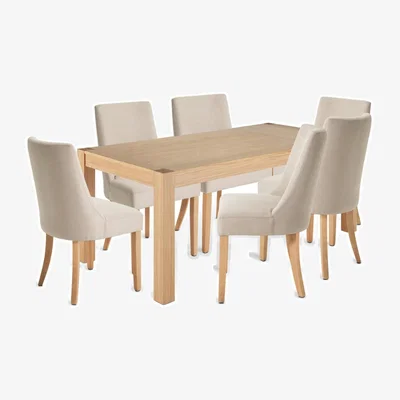 Habitat Habitat Alston Wood Dining Table & 6 Alec Oatmeal Chairs