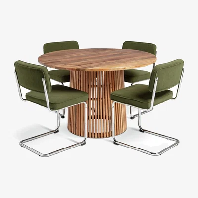 Habitat Habitat Jericho Natural Dining Table & 4 Green Chairs