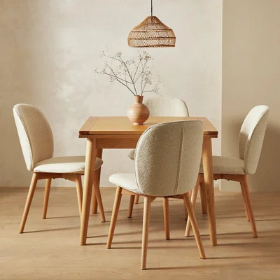Habitat Habitat Lincoln Extending Oak Dining Table & 4 Cream Chairs