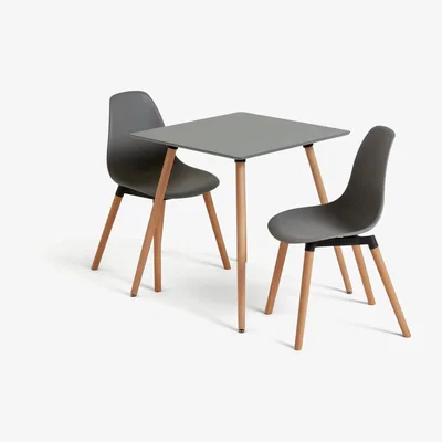 Habitat Habitat Berlin Grey Dining Table & 2 Grey Chairs