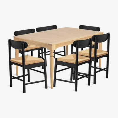 Habitat Habitat Barnwell Dining Table & 6 Hanna Black Chairs