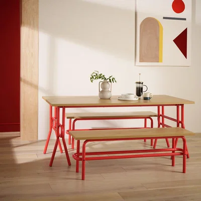 Habitat Habitat Ballon Red Dining Table & 2 Red Benches