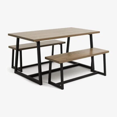 Habitat Habitat Nomad 160cm Dining Table & 2 Oak Benches