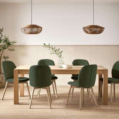 Habitat Habitat Alston Extending Oak Dining Table & 6 Green Chairs